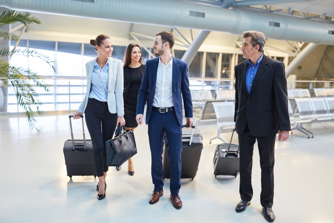 Group of business people in the airport terminal